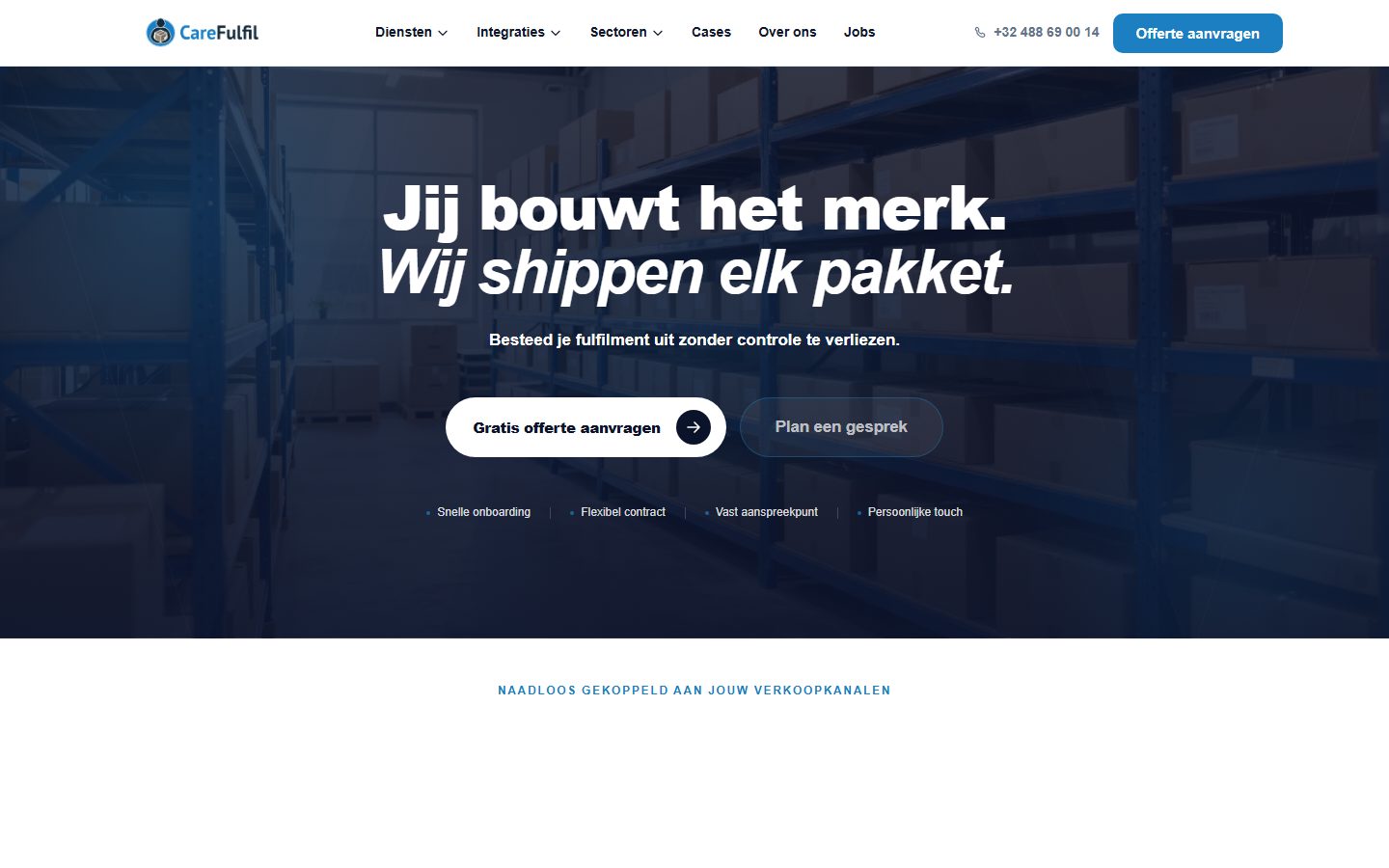 Website van CareFulfilment: logistiek voor webshops