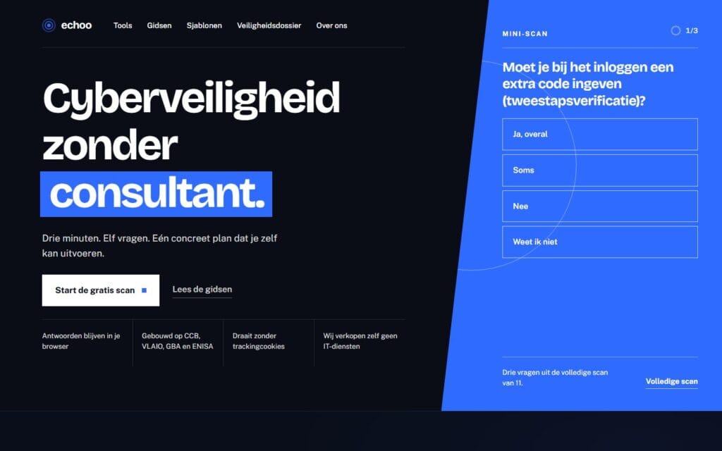 Homepage van Echoo