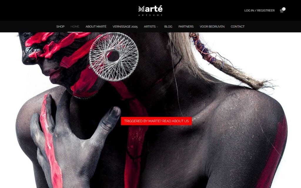 Homepage van Marté